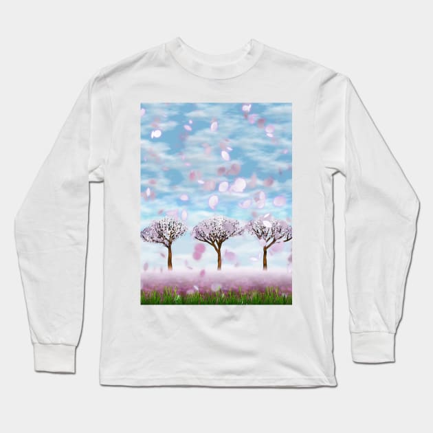 Sakurama - Cherry Trees Long Sleeve T-Shirt by BonniePhantasm